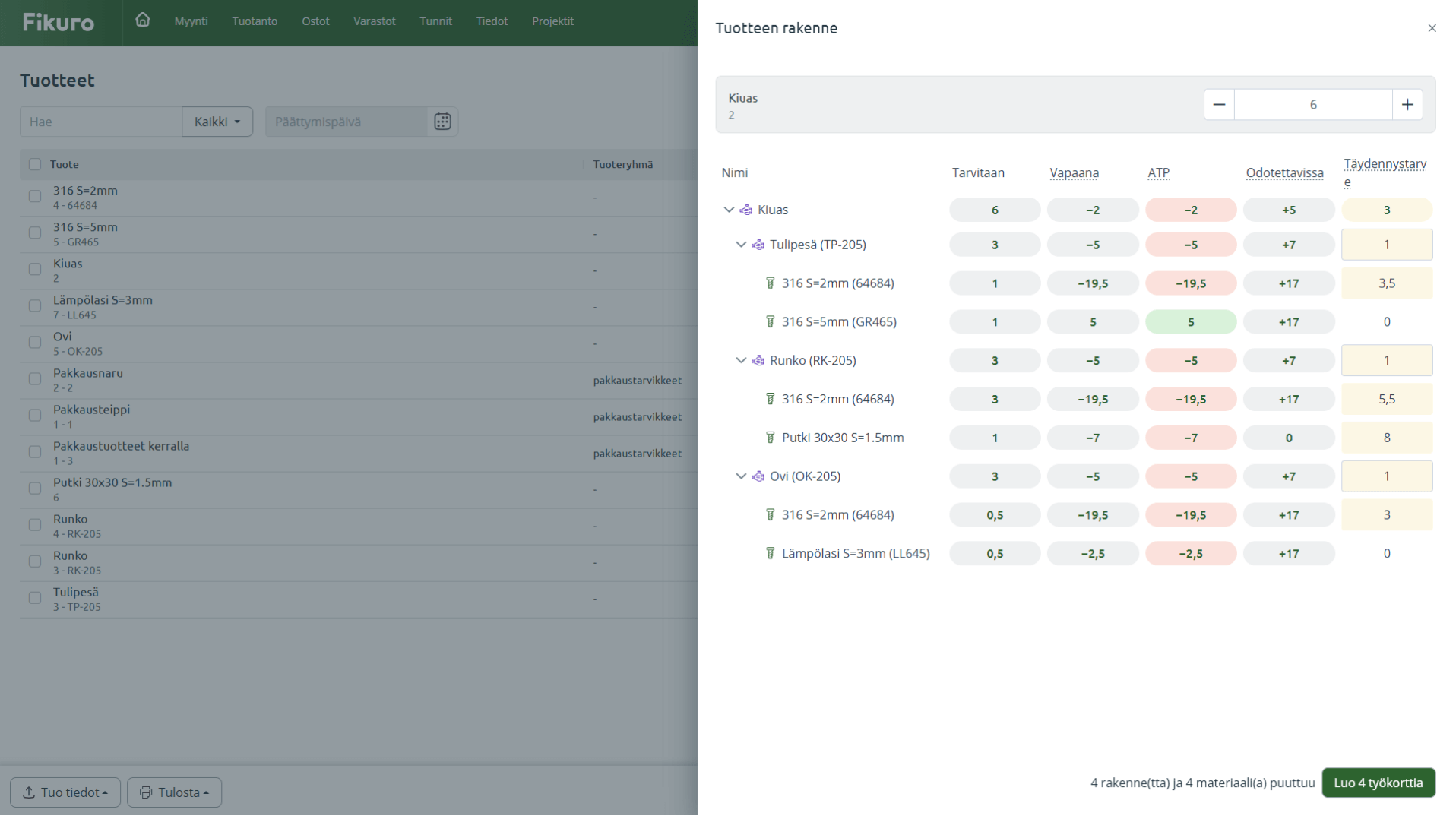 Tuotannonsuunnittelu_työkortin luominen_steppi 2-1