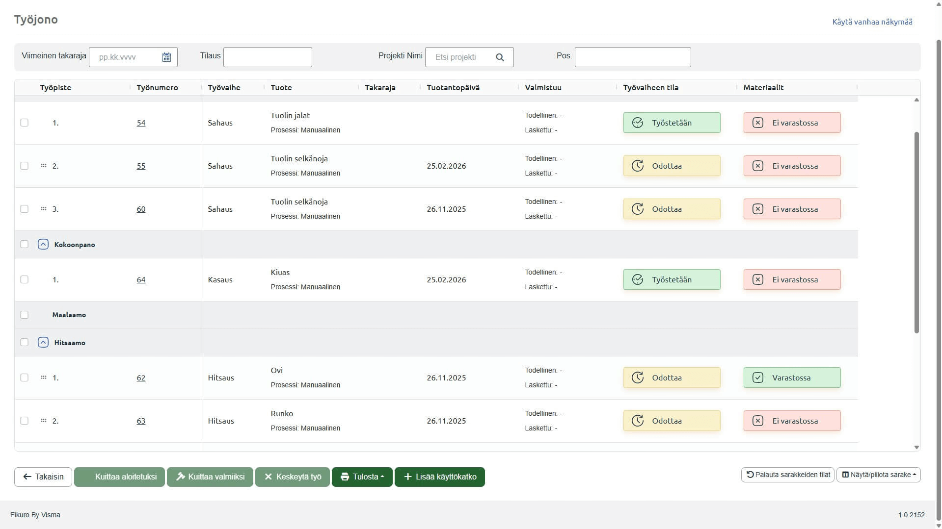Projektinhallinta_tuotannon työjono