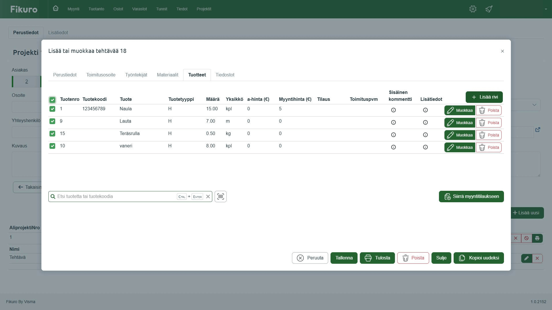 Projektinhallinta_varaa materiaalit projektille